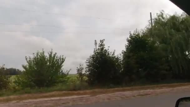 Árvores e nuvens da janela do carro — Vídeo de Stock