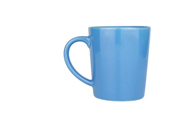 Синя Керамічна Чашка Відсічним Контуром Білому Тлі Рекламних Концепцій Макетів — стокове фото