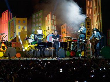 Cattolica, İtalya - 25 Temmuz: Şarkıcı Cattolica Temmuz düzenlenen konser sırasında performans Mika 25,2015