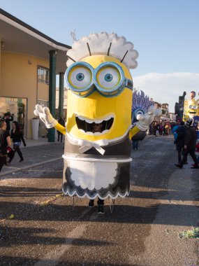 VIAREGGIO, ITALY - FEBRUARY 2:   allegorical float of minions at