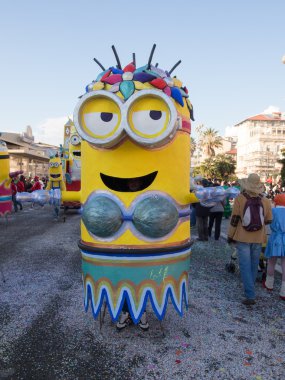 VIAREGGIO, ITALY - FEBRUARY 2:   allegorical float of minions at