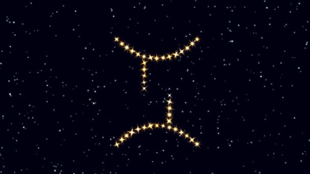 Signo do tema da astrologia Zodiac. Assina os gémeos Zodiak. Imagens de fundo de vídeo astrologia agradável assinar gêmeos para introdução e vídeo de estoque de imagens de título. gêmeos sinal Zodiak vídeo screensavers fundo . — Vídeo de Stock