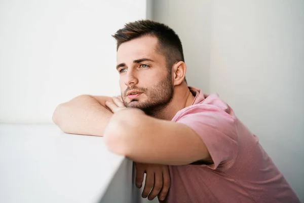 Fashion style portrait of handsome sexy man on white background. — Stock Photo, Image