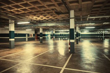 Underground parking. Empty garage