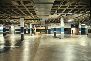 Underground parking. Empty garage