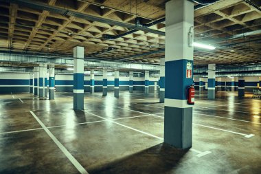 Underground parking. Empty garage