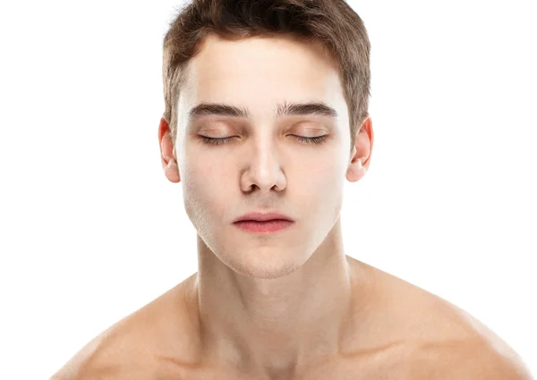 Handsome man face with closed eyes — Stock Photo, Image