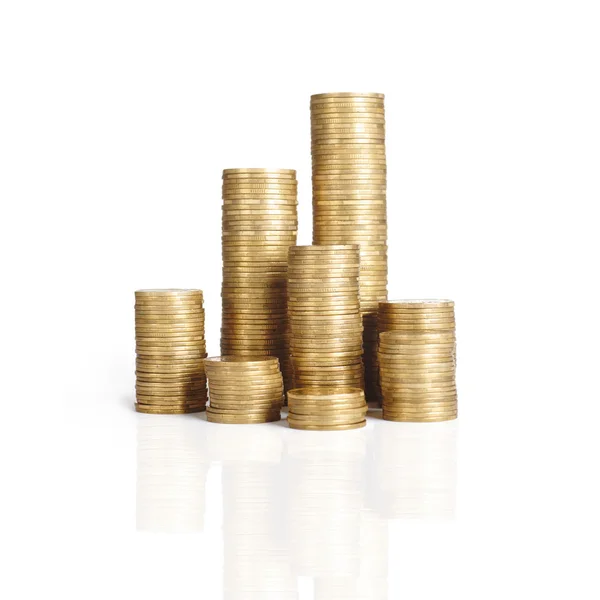 Coins stacks isolated — Stock Photo, Image