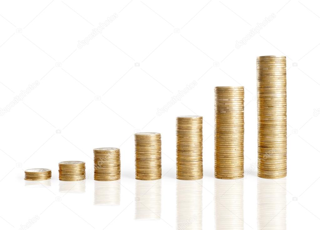 Coins stacks isolated