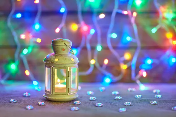 Lanterne de Noël sur les lumières — Photo