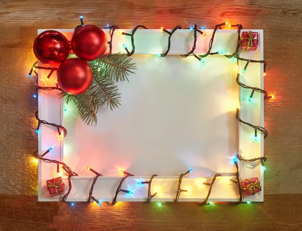 Χριστούγεννα φώτα πλαίσιο — Φωτογραφία Αρχείου