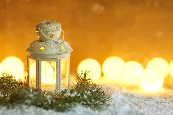 Christmas lantern in snow — Stock Photo, Image