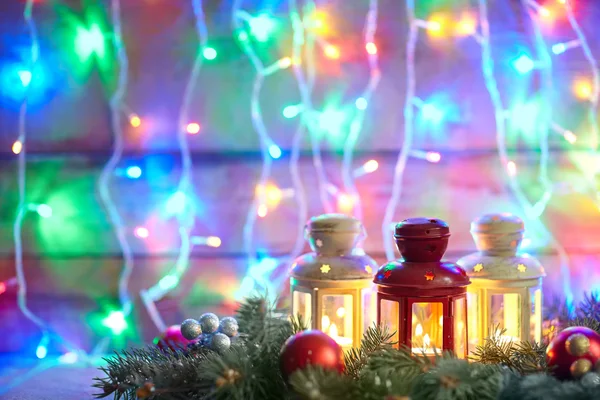 Christmas Burning lanterns — Stock Photo, Image