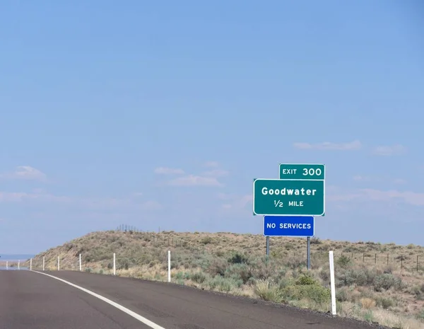 Directional Sign Road Arizona Distance Information Goodwater — Stock Photo, Image