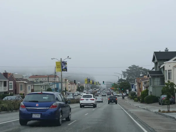 San Francisco Califórnia Julho 2018 Tráfego Ligeiro Estrada Com Céus — Fotografia de Stock