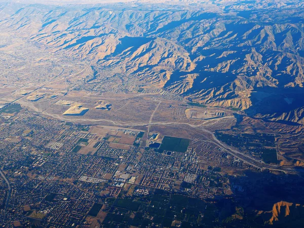 Aerial View Los Angeles City Seen Airplane Window — Stock Photo, Image