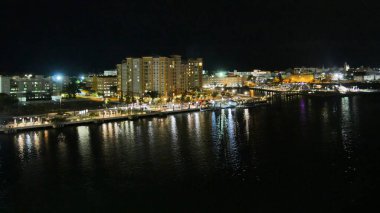 Night view of the city lights of Old San Juan, Puerto Rico pier. clipart