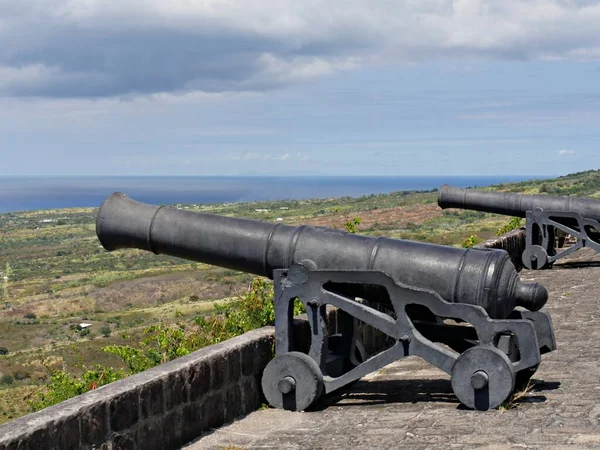 Canons Pointés Vers Océan Depuis Les Murs Parc National Forteresse — Photo