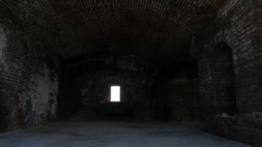 Jefferson Kalesi 'nin kalın duvarları içinde, küçük bir pencere açıkken, Tortugas Ulusal Parkı, Florida.