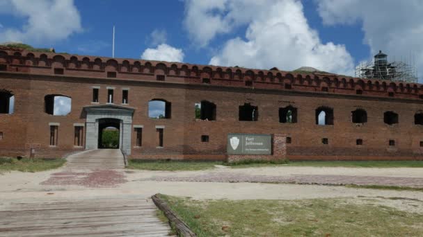Vista Frontal Fort Jefferson Una Fortaleza Costera Inacabada Parque Nacional — Vídeo de stock