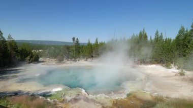 Wyoming 'deki Yellowstone Ulusal Parkı' ndaki Norris Gayzer Havzası 'ndaki Emerald Spring' in sabit çekimi..