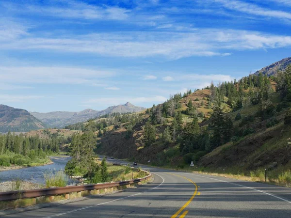 Beautiful road views along North Fork Highway, with the Shoshone River in view, Wyoming