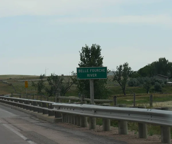 Roadside Sign Belle Fourche River Wyoming — 스톡 사진