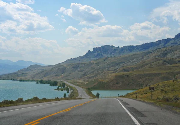 Buffalo Bill Dam Scenic Road Drives North Fork River Wyoming — Stock Photo, Image