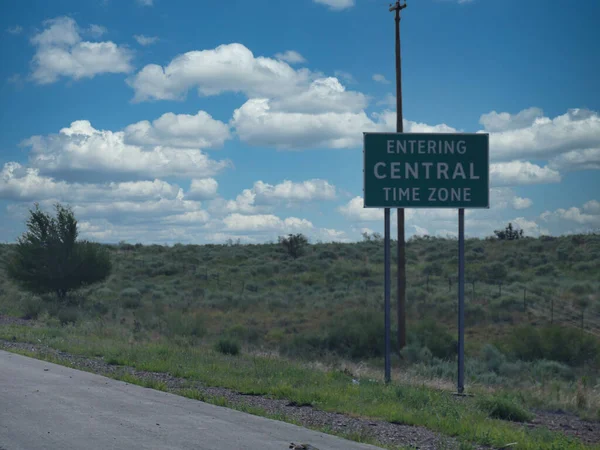Sinal Estrada Entrando Fuso Horário Central Interstate Novo México — Fotografia de Stock