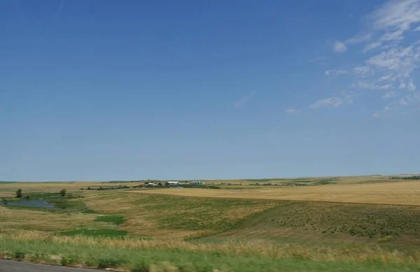 Wide Schot Clear Skies Flat Farmlands South Dakota — Stock Photo, Image