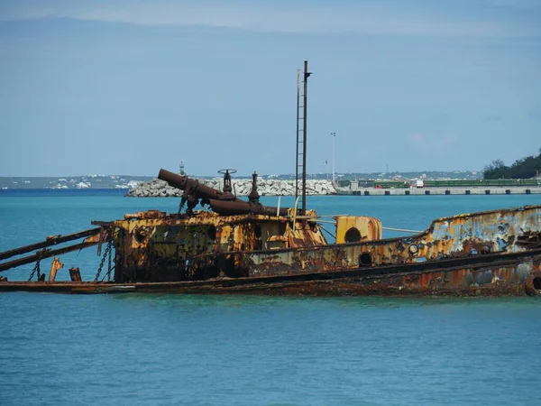 Restos Oxidados Viejo Buque Atracado Georgetown Grandes Exumas Las Bahamas — Foto de Stock