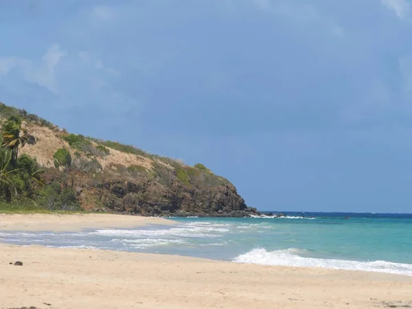 Olas Rodando Una Playa Zoni Arena Blanca Culebra Puerto Rico — Foto de Stock