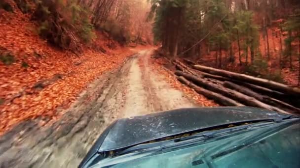 Осенняя горная дорога — стоковое видео