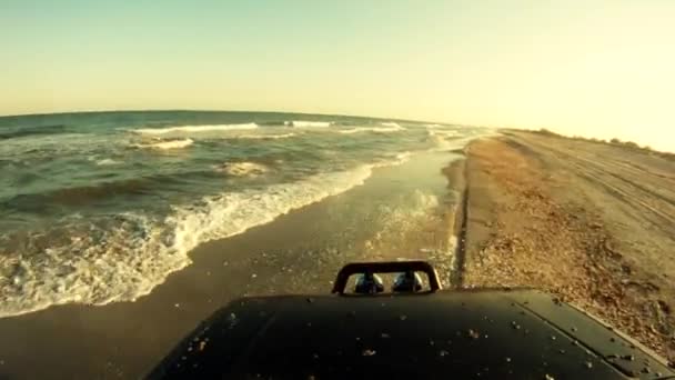 Conducir en la playa — Vídeo de stock