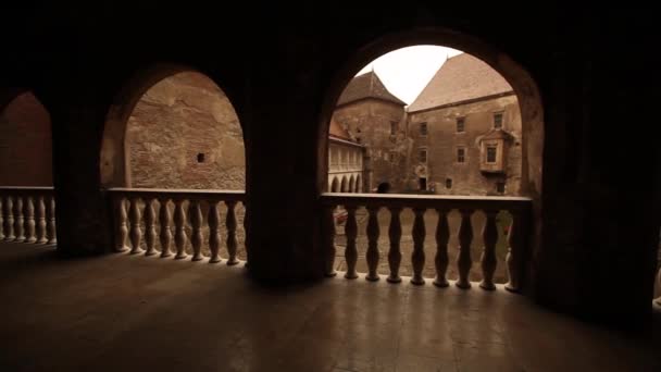 Středověký hrad veranda — Stock video