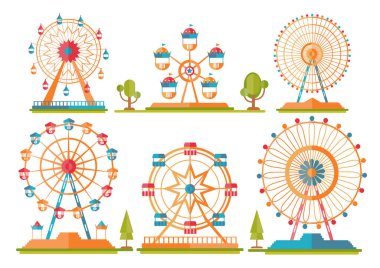 Lunaparktan gelen dönme dolap seti, vektör çizimleri