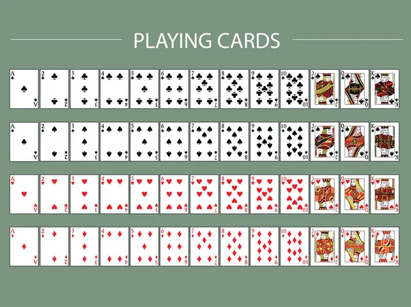 Jeu Poker Avec Cartes Isolées Cartes Jouer Jeu Complet Illustrations — Image vectorielle