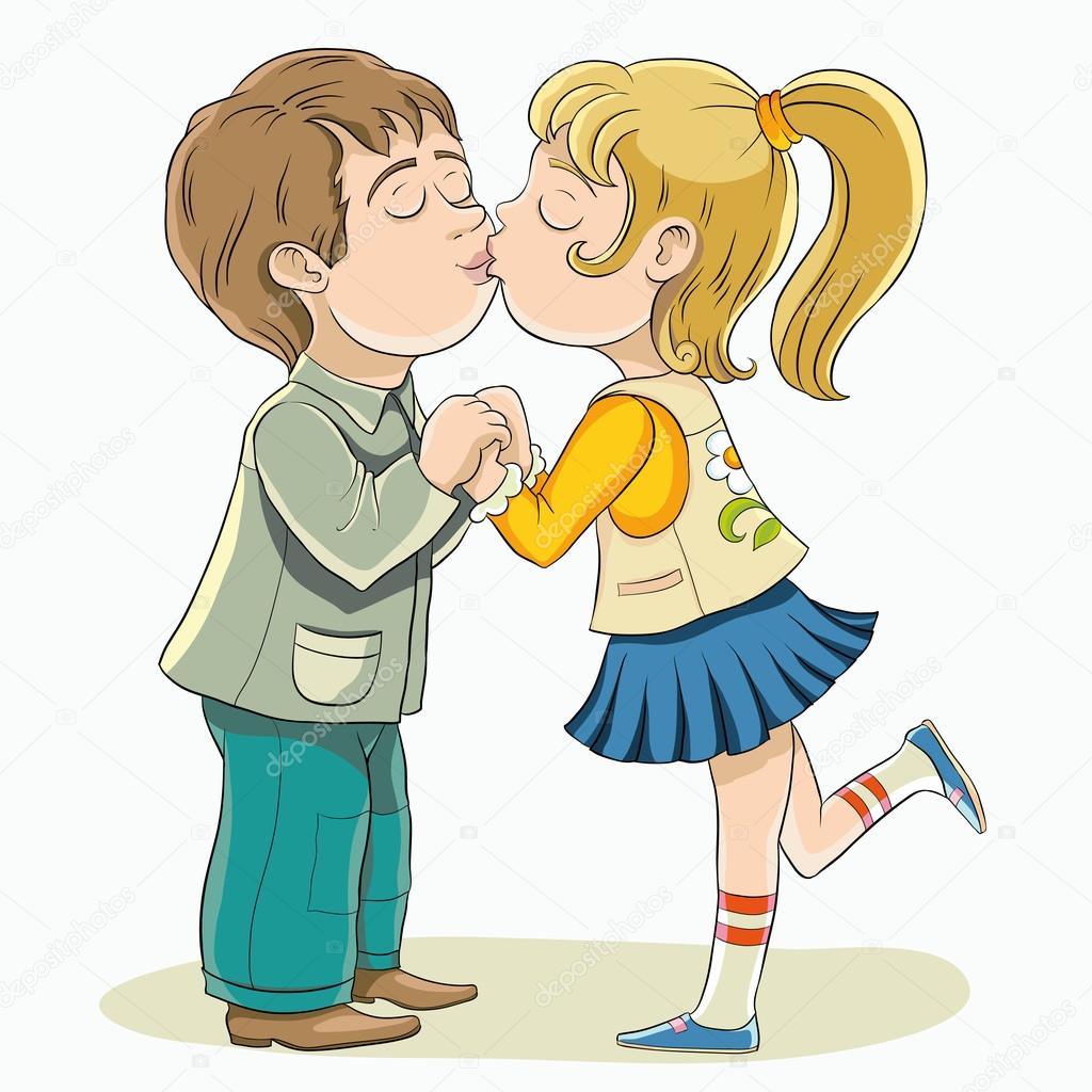 Young boy and girl kissing Stock Vector Image by ©publiy #100639818