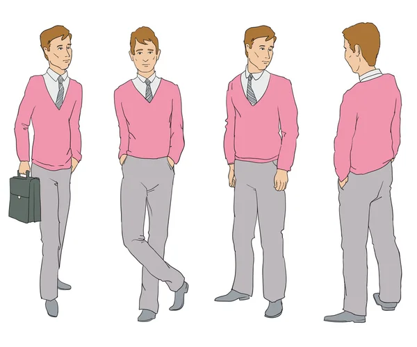 La figure d'un homme en quatre angles — Image vectorielle