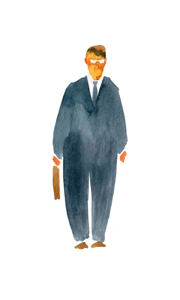 Ein Mann im formellen Anzug mit einer Aktentasche in der Hand — Stockfoto