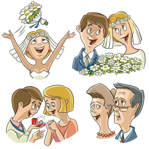 Set di personaggi sul tema del matrimonio — Vettoriale Stock