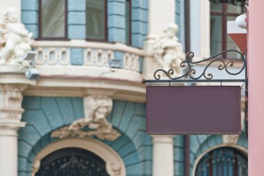 Binada dikdörtgen şeklinde işaret var. Boşluk ve boşluğu metin için kopyala. Tasarım için maket. Reklam için boş şablon.