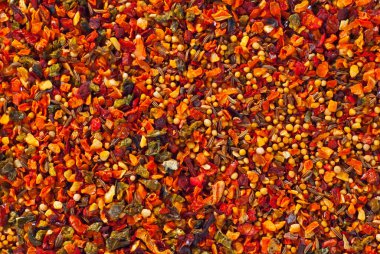 Farklı baharatlardan oluşan bir karışım. Renkli baharat ve baharat dokuları.