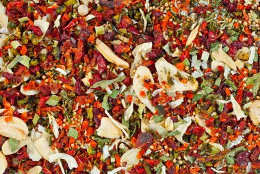 Farklı baharatlardan oluşan bir karışım. Renkli baharat ve baharat dokuları.