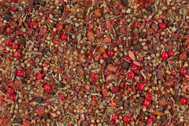 Farklı baharatlardan oluşan bir karışım. Renkli baharat ve baharat dokuları.