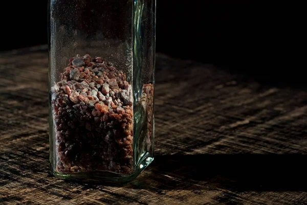 Tibetanskt Svart Salt Glasburk Nära Håll Salt Svart Gammal Sjabbig — Stockfoto