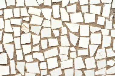 Beyaz karelerin mozaik dokusu. Kiremit duvarları.