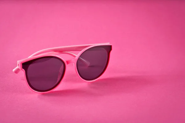 Sunglasses Pink Background Women Glasses Close Copy Space Place Text — Stock Photo, Image