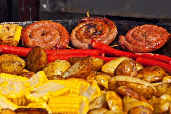 Diversi Tipi Carne Fritta Sul Tavolo Bbq Festival — Foto Stock