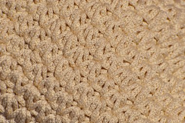 Hasır ürünlerin dokusu. Kaba yün iplik yakın plan.